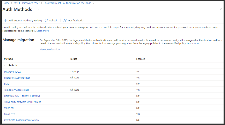 Disable Weaker MFA Registration