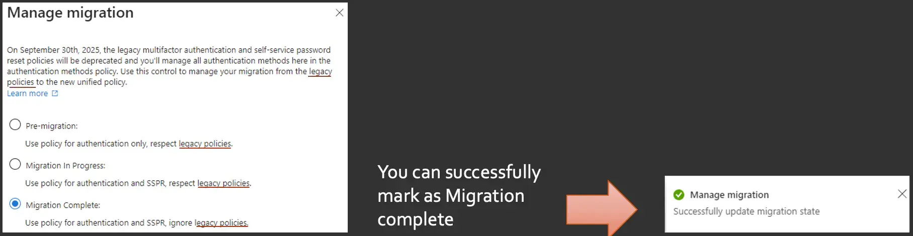 Mark as Migration Complete