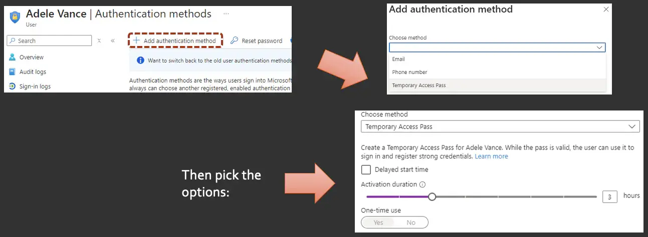 Temporary access pass